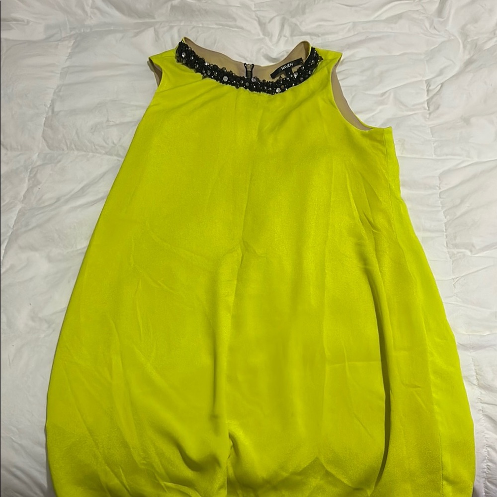 Elegant Yellow Dress with Black Accents